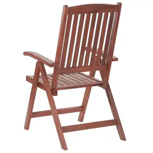 Set of 2 Garden Chairs with Cushions TOSCANA Acacia Wood Dark Red