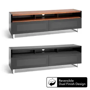 AVF Panorama Plus 1.6m TV Stand with Reversible Top & Soundbar Shelf  - Walnut & Black