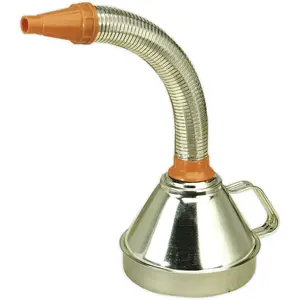 160mm Metal Funnel with Brass Filter and Flexible Spout for Easy Pouring