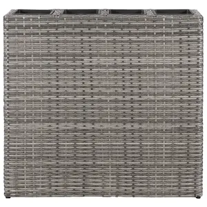 Berkfield Garden Raised Bed with 4 Pots 2 pcs Poly Rattan Grey(2x45426)