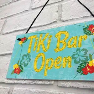 Red Ocean Tiki Bar Open Hanging Bar Pub Plaque Cocktails Beach Decoration Sign Friendship Gift