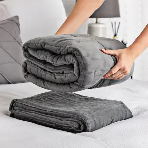 Minky Luxury Weighted Blanket, Double, Grey