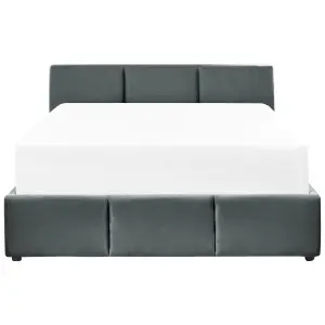 Velvet EU Double Size Ottoman Bed Dark Grey BOUSSE