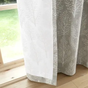 Catherine Lansfield Living Alder Trees 46x54 Inch Lined Eyelet Curtains Two Panels Natural