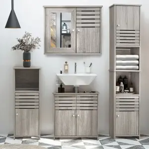 Bathroom Furniture Set of 4 Waterproof Cabinet,Free Standing,Under Sink Storage,Wall Mounted Mirror Cabinet