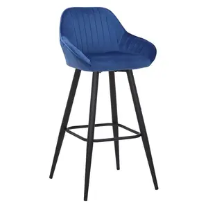 Hennen 76cm Bar Stool Black/Gold / Blue