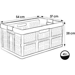 Keeeper Green Strong Folding Box 45 Litre With Soft Handles And Lid - Set Of 2