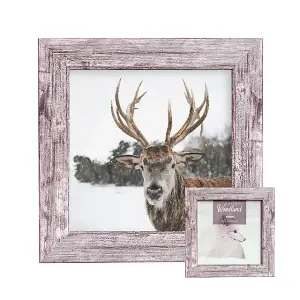 Kenro Harmony Woodland Silver Grey Rustic Wood Effect Photo Frame 12x12 Inch / 30x30cm - HW3030GY