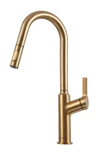 Clearwater Karuma J Spout Pull Out With Twin Spray Kitchen Brushed Brass PVD - KAR20BB