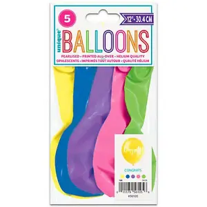 Unique Party Latex Pearlised 70th Balloons (Pack of 5) Multicoloured (One Size)