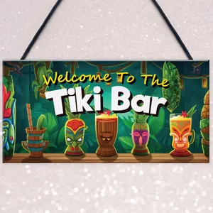 RED OCEAN Tiki Bar Welcome Hanging Bar Pub Plaque  Beach Decoration Sign Friendship Gift