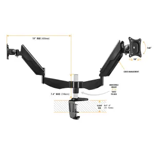 AVF Double Multi Position Monitor Desk Mount