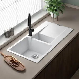 Reginox Amsterdam 10PW 1.0 Bowl Granite Reversible Inset White Kitchen Sink