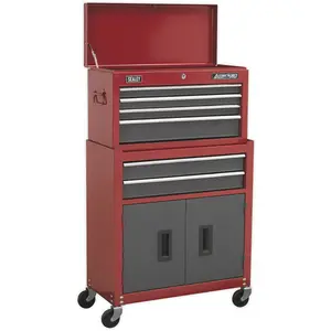 6 Drawer Red Tool Chest Unit with Rollcab - 615 x 295 x 705mm