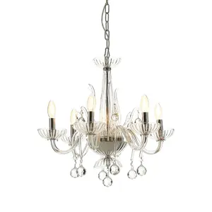 Interiors by Premier Murano 6 Bulb Clear Crystal Chandelier