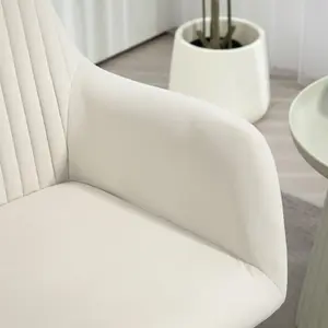 HOMCOM Modern Accent Chair Velvet-Touch Upholstered Armchair Cream White