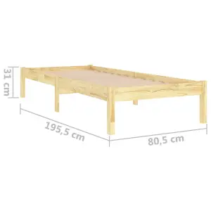 Berkfield Bed Frame Solid Wood 75x190 cm Small Single