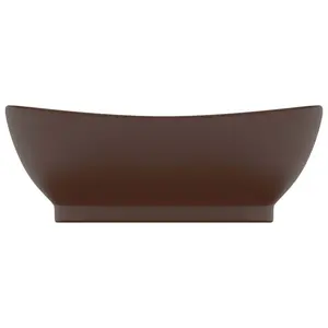 Belfry Bathroom Pearlene 390mm W Ceramic Oval Sink with Overflow Dark Brown