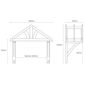 Cheshire Mouldings Pine Apex Porch Canopy 1960mm