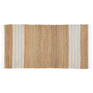 Jute Area Rug 80 x 150 cm Beige and Light Blue MIRZA