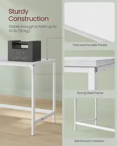 VASAGLE Writing Desk, Office Table with Dual Shelves, Versatile Workstation for Home or Office, Modern, Steel Frame, Maple White