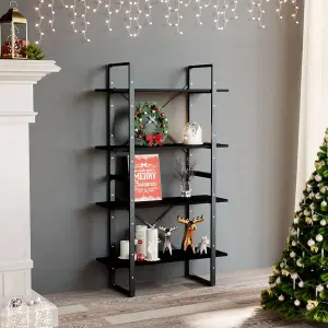 Berkfield 4-Tier Book Cabinet Black 80x30x140 cm Solid Pine Wood