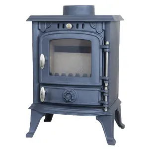 HEATSURE Cast Iron Woodburning Multifuel Stove Fireplace Heat Warm Indoor 4.5KW