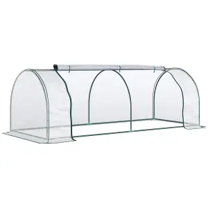 Outsunny Tunnel Greenhouse Grow House Steel Frame PVC Transparent 250x100x80 cm