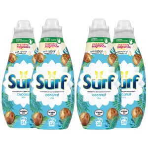 Surf Coconut Bliss Lasting Fragrance Liquid Detergent 648ml, 96 Washes, 4Pk