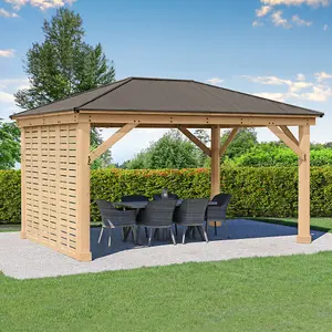 Meridian Gazebo 12ft x 16ft (3.7m x 4.9m) with Single Privacy Wall