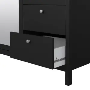 Madrid  Wardrobe with 2 doors + 1 mirror door + 2 drawers Matt Black