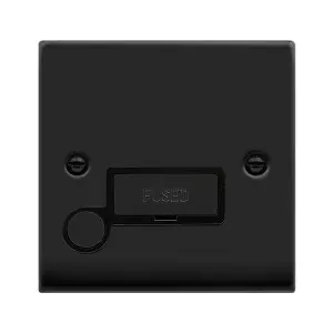 Matt Black 13A Fused Ingot Connection Unit With Flex - Black Trim - SE Home