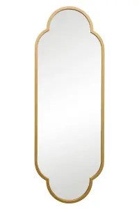 MirrorOutlet The Duplici Gold Metal Framed Double Arched Oval Garden Wall Mirror 150CM X 52CM