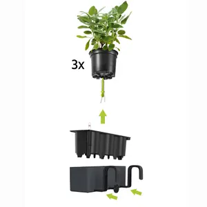 LECHUZA CUBE Color Triple Slate Hanging Table Self-watering Planter with Water Level Indicator H14 L40 W14 cm, 5L