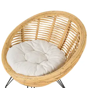 Set of 2 Garden Chairs with Cushions MARATEA Rattan Natural