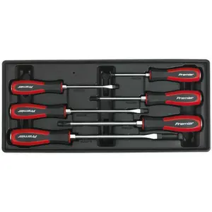 Premium 6 Piece Hammer Through Screwdriver Set with Modular Tool Tray for Storage