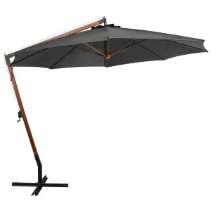 Berkfield Hanging Parasol with Pole Anthracite 3.5x2.9 m Solid Fir Wood