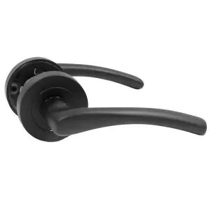 Zena Door Handle Modern Design Matt Black Lever on Rose Internal + Tubular Latch