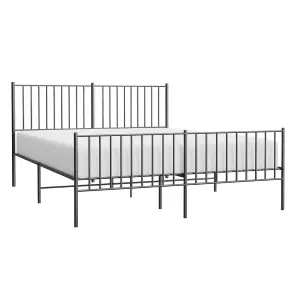 Berkfield Metal Bed Frame with Headboard and Footboard Black 150x200 cm