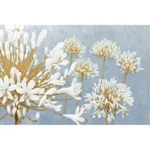 Golden Spring Blue Grey by James Wiens - Wrapped Canvas Painting 30cm H x 46cm W