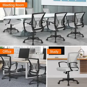 Yaheetech Ergonomic Mesh Office Chair with Mid-Back 360 Degree Rolling Casters Height Adjustable - Light Grey