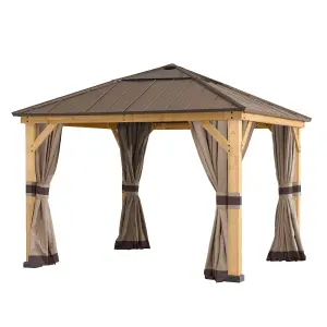 Curtain Set for Sunjoy Cedar wood Gazebo - 336cm x 336cm, Khaki