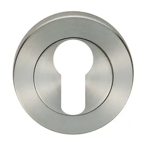 Round Euro Profile Escutcheon 52mm Dia Concealed Fix Satin Steel