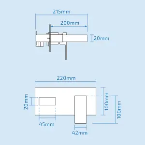 Nes Home Brayton Square Wall Mounted Basin Mixer Faucet Tap