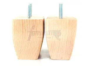 4x SOLID WOODEN FEET REPLACEMENT FURNITURE LEGS 90mm HEIGHT  SOFAS CHAIRS STOOLS M8 (8mm) TSP2031 (Raw)