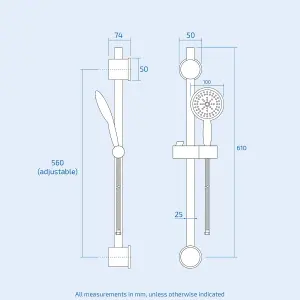 Nes Home Rosa Round Exposed Thermostatic Shower Mixer Slider Rail Kit