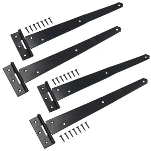 300mm Heavy Duty T Tee Hinges for Doors + Gates with Fixing Screws 4pc