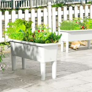 Costway 2 PCS Raised Garden Beds Outdoor Plastic Planter Box w/ Detachable Legs