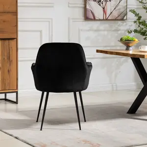 Carrara Velvet Dining Chairs - Set of 2 - Black