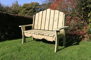 Alton Manor Wooden Bench Garden Seat - L70 x W150 x H100 cm - Partially Assembled